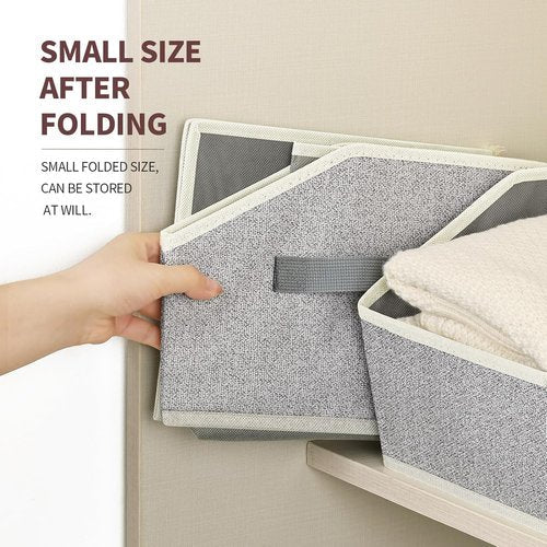 Homsorout Trapezoid Closet Shelf Organizer - Large Fabric Storage Baskets | 3-Pack Light Gray for Clothes & Books