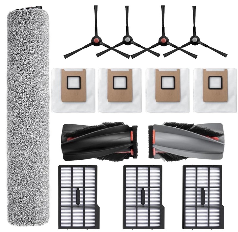 JoyBros Omni S1 Pro Replacement Parts Accessories for Eufy Omni S1/S1 Pro Robot Vacuum: Main Brush X1, Side Brush X6, Washable Filter X4, Dust Bag X4, Rolling Mop X3 17-Pack