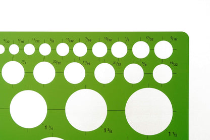 Alvin, Circle Guide Template, 46 Circles, 8.625 inches x 11.125 inches x .030 inches