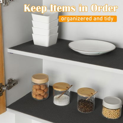 Songrey Non-Adhesive Drawer and Shelf Liner, Non Slip Cabinet Liners, Protect Kitchen Cupboard, Bathroom Drawers, Breathable, Thick Strong Grip mat (12IN x 20FT, Black)