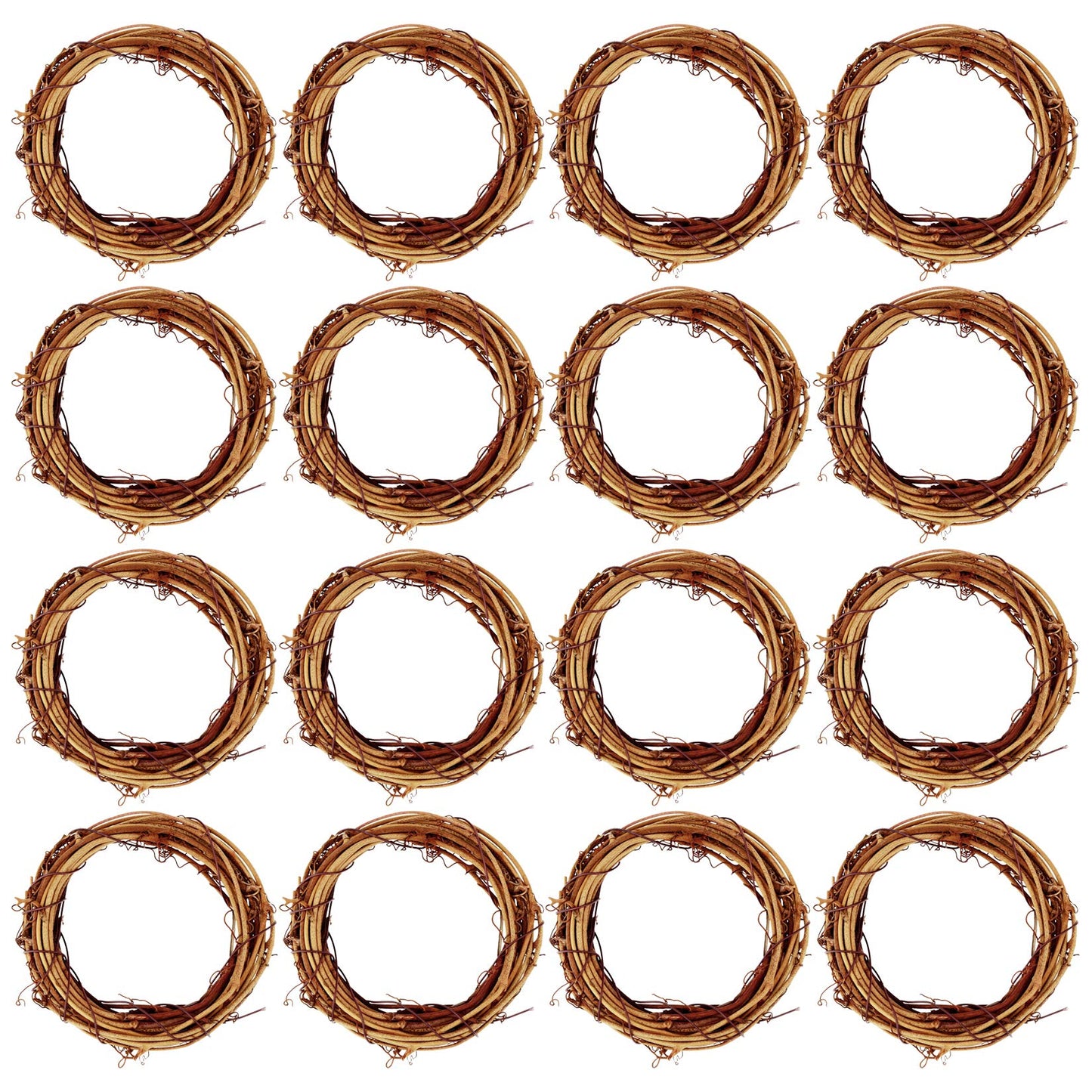 Grapevine Wreath Set, Marrywindix 16 Pieces Natural Vine Branch Christmas DIY Rattan Wreath Garland for Christmas Holiday Craft Wedding Decor (4 in.)