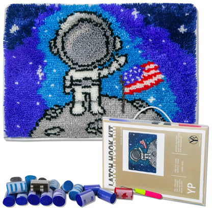 YP Latch Hook Kits for Adults DIY Rug Crafts Arts Carpet for Home Decoration Festival Gifts,20.5" X 15"（Fly to The Moon）