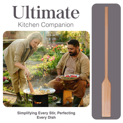 Flat Wooden Spatula for Cooking - 24" Long Wooden Stirring Paddle for Cooking, Mixing, Brewing in Big Stock Pots, Hand-Held Beech Wood Pot Stirrer Wooden Spoon for Kitchen