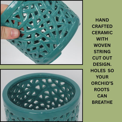 DESQUIGGLE Set of 4 Large Ceramic Orchid Pots with Holes