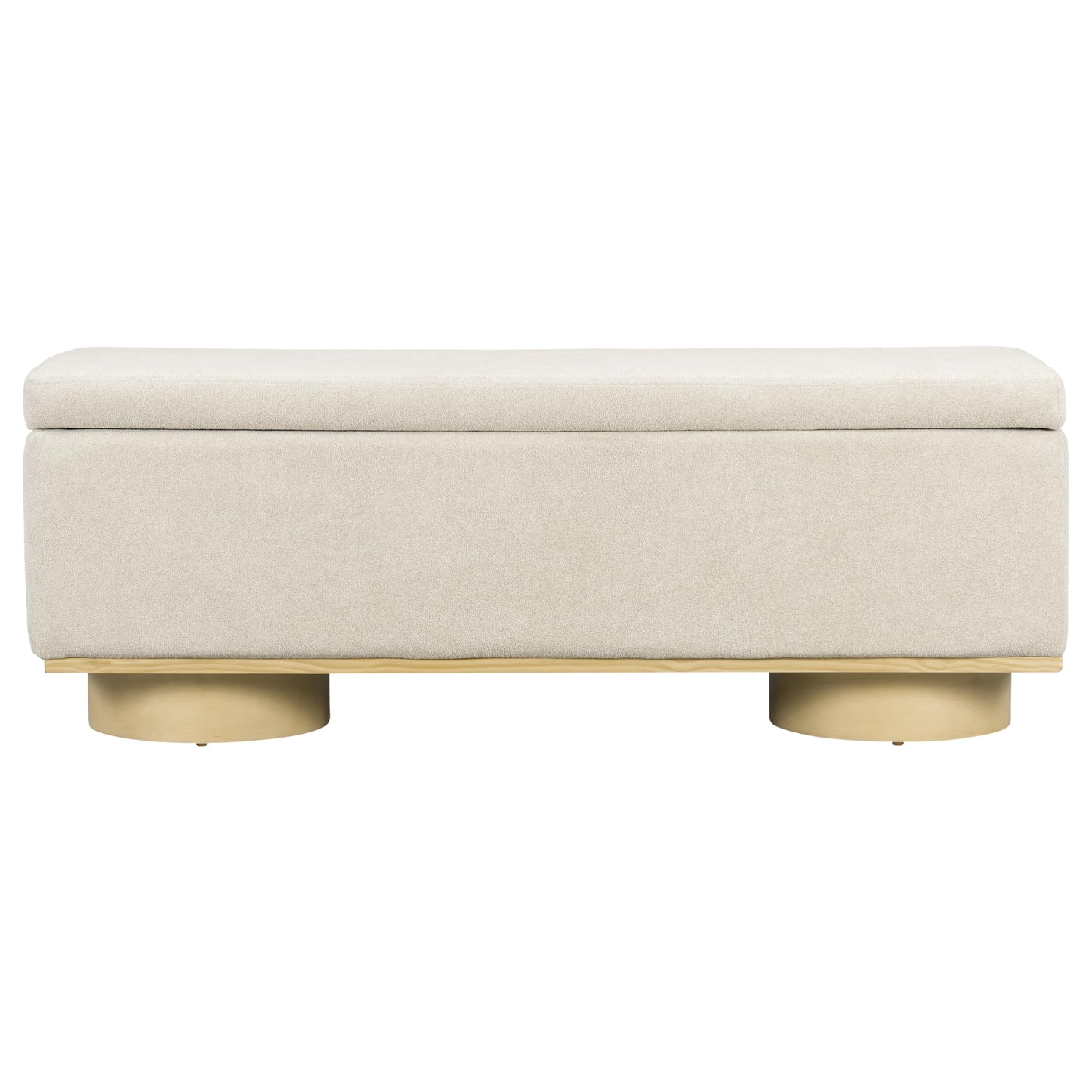 Christopher Knight Home Angie 50" Upholstered Storage Bench for Bedroom, Rectangular Foot Stools Ottoman, Entryway Wood Ottoman Bench, End of Bed Bench, Living Room Sofa Extra Seat, Oatmeal+Natural