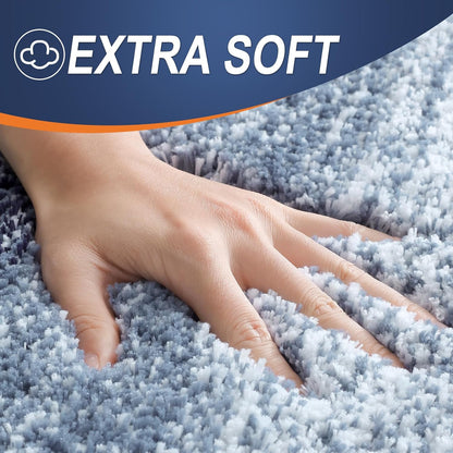 OLANLY Bath Rugs Mat - Extra Soft Microfiber, Quick Dry & Washable | 24x16, Airy Blue for Bathroom Decor
