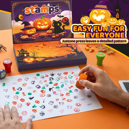 SkyRoad Halloween Advent Calendar 2026, Trick or Treating Party Favors for Kids Goody Bags Halloween Stamps 24 Pcs
