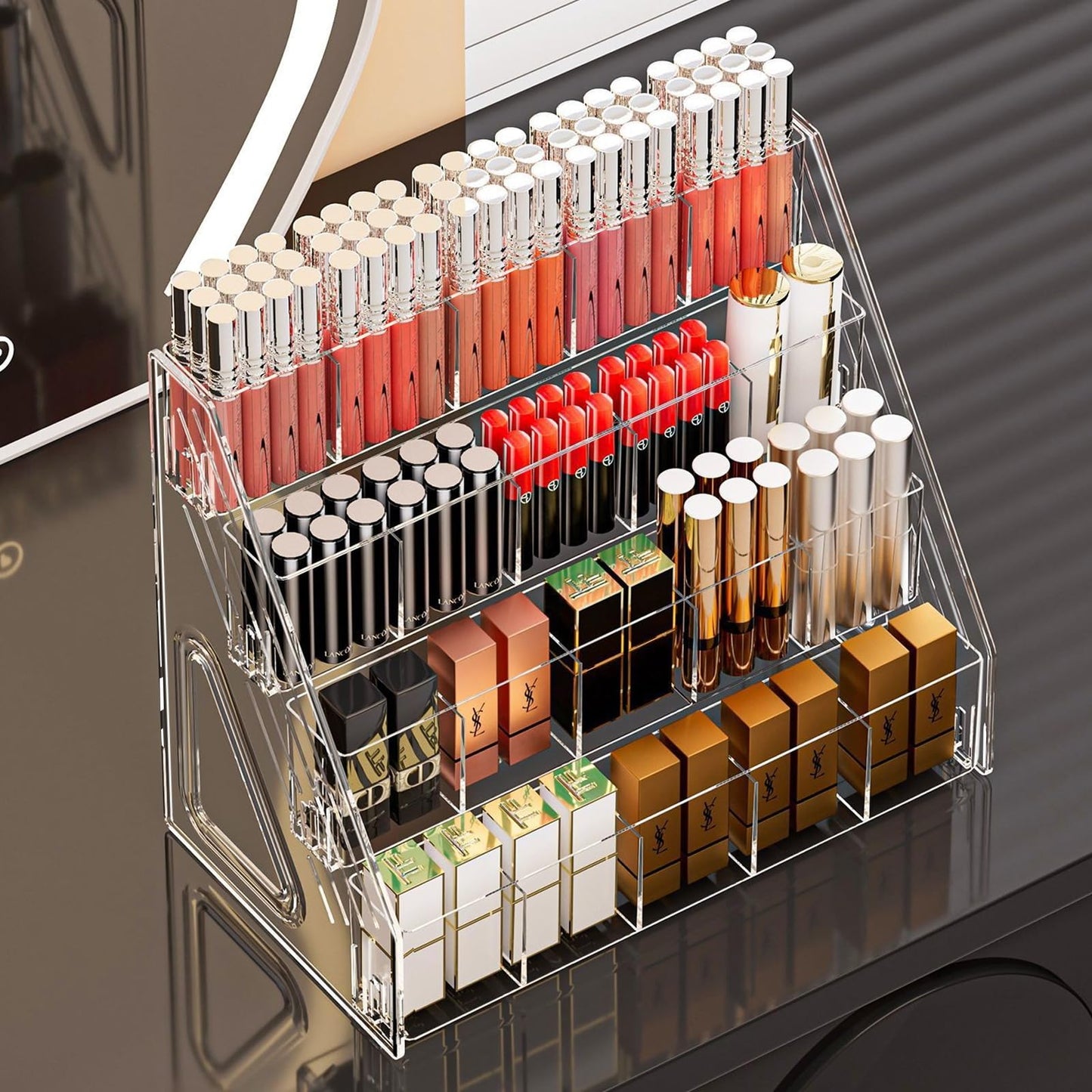 Vowcarol Pen Holder, Marker Organizer 20 Compartments, Clear Pencil Holder Space Saving, 4-Tire