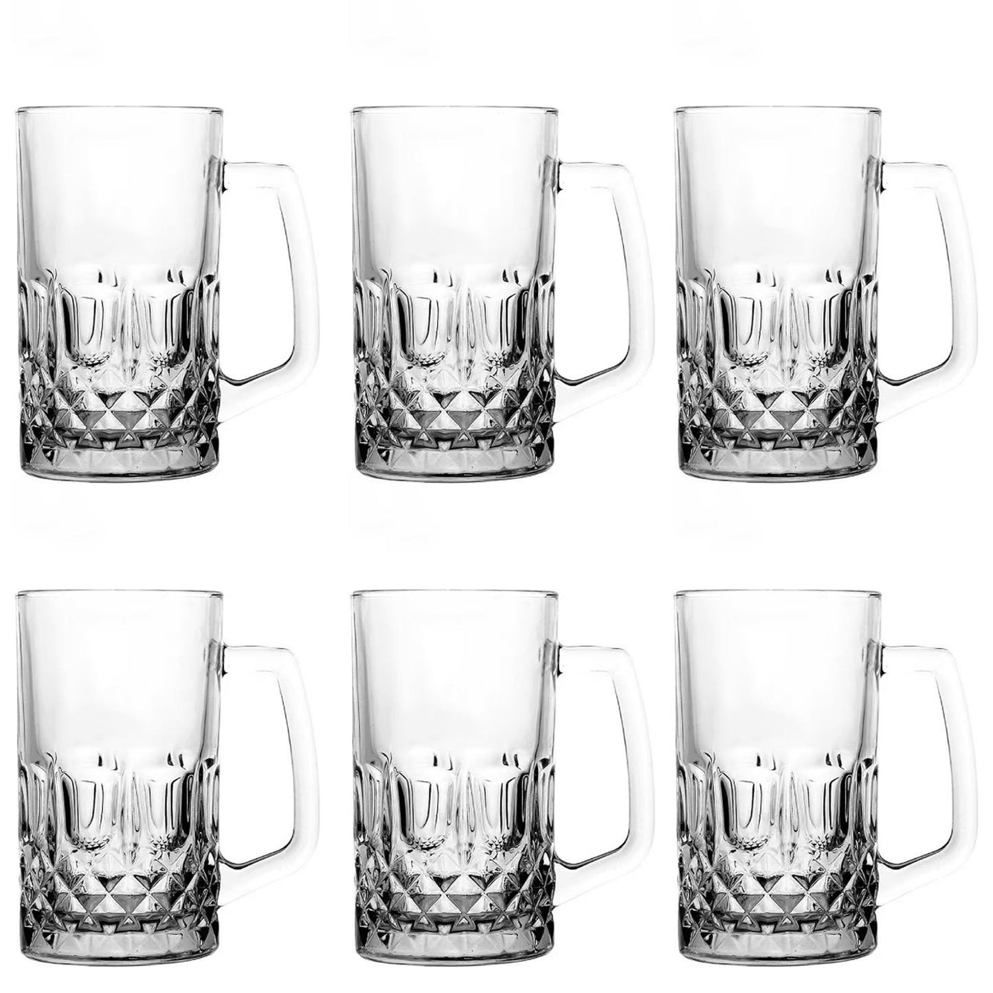 TUSAPAM Heavy Beer Mugs Set, 20oz Glass Mugs With Handle, Beer Glasses For Freezer, 610ml Beer Drinking Glasses, Traditional Stein For Bar, Beverages, Coffee, Teas, Set of 6