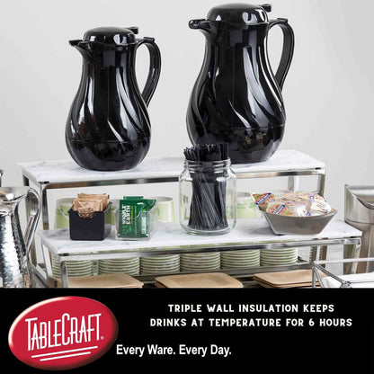 Tablecraft Insulated Coffee Server, Tea and Hot Water Beverage Dispenser, 64 Ounce, Black, BPA Free