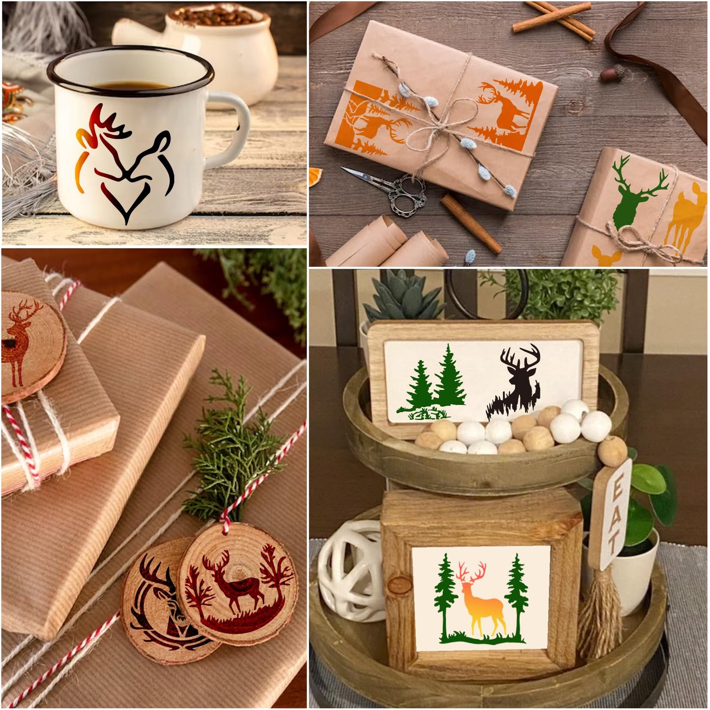 35 Pack Deer Stencils for Painting on Wood, Pine Tree Stencils Deer Head Antlers Stencil Forest Animal Template for DIY Craft Wall Fabric Rock Chalkboard Sign School Art Scrapbook Projects (Deer)
