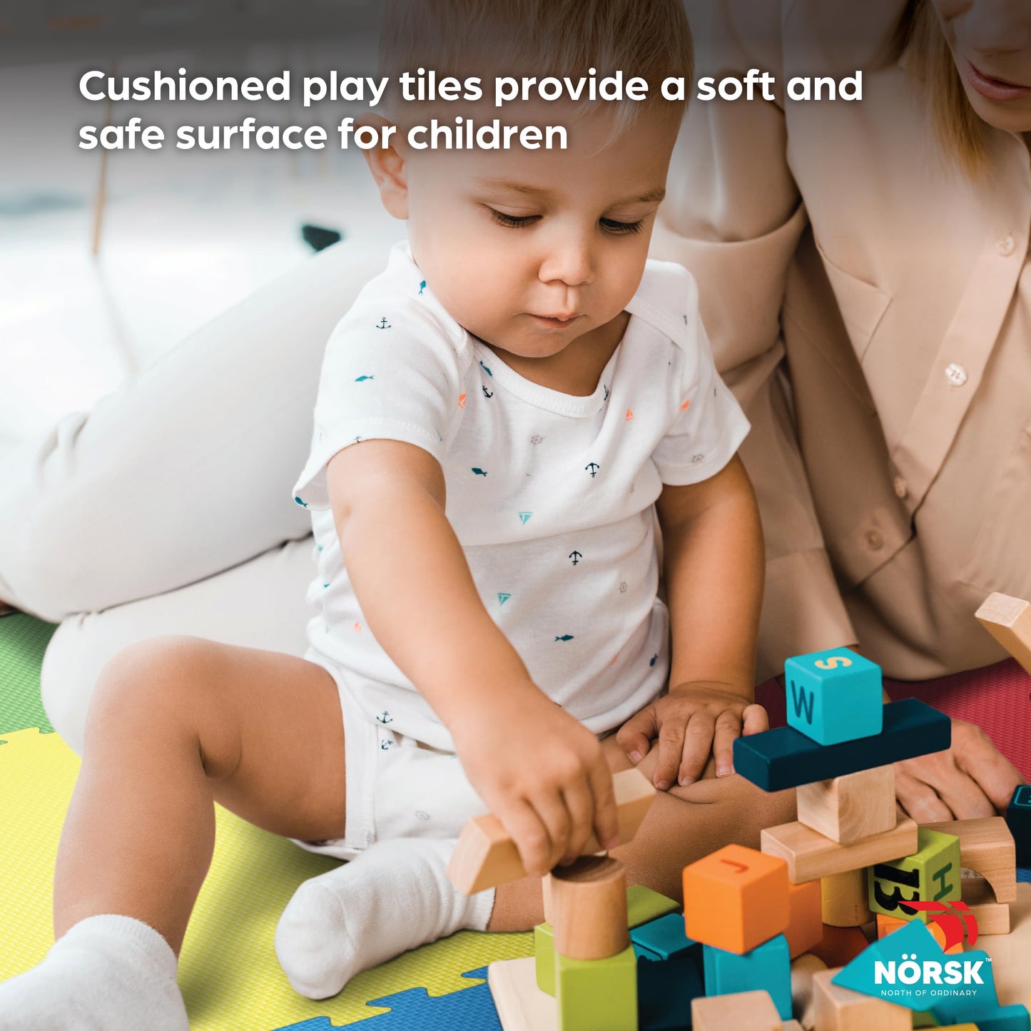 Norsk Reversible Kids Puzzle Play Mats 1/2" Thick EVA Interlocking Foam Tiles (Multicolor/Black 40 Tiles - 160 sq. Ft. 1/2" Thick)