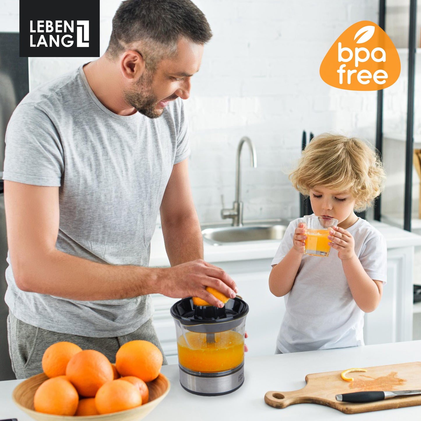LEBENLANG Orange Juicer Electric - 2 cones & BPA-free I High juice yield & Large Volume I 24oz Lemon Juicer Squeezer I Electric Citrus Juicer Orange Juice Press Juicers Exprimidor De Naranjas Limones
