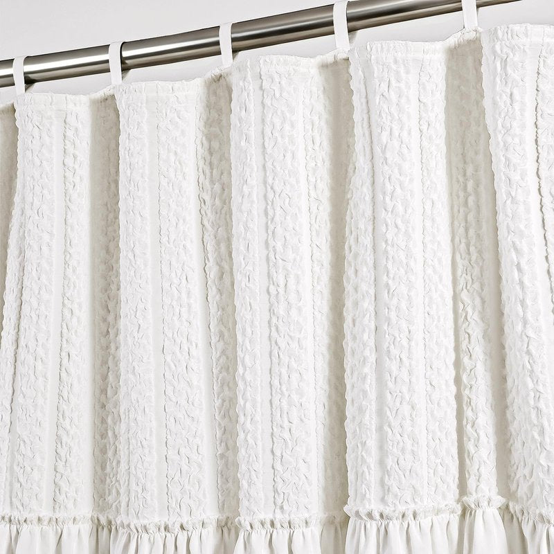Treory Valentine’s Day White Shower Curtain Set, Victorian Linen Shower Curtain for Bathroom with Fabric Ropes, Romantic Modern Decor for Girls & Women, 72" x 72"