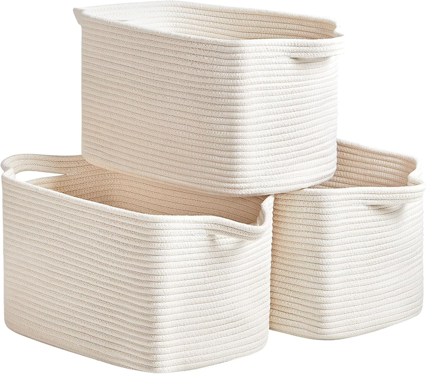 15"x10"x9" Closet, R RUNKA Cotton Rope Storage Basket Fabric Storage Bins for Organizing Clothes,Toys,Blankets Durable
