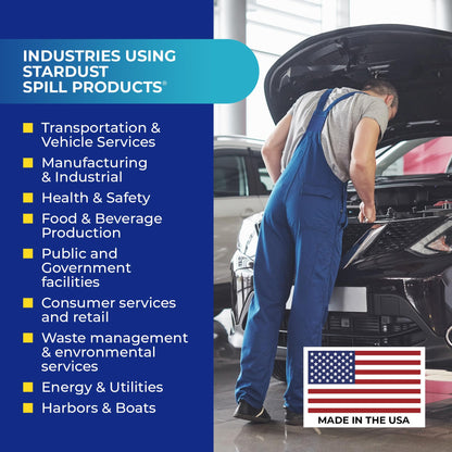 Stardust Spill Products Oil-Only Spill Kit – OSHA Compliant Solution for Vehicles, Industrial, & Restaurant Use, Emergency Response Oil Cleanup, 12-Pack