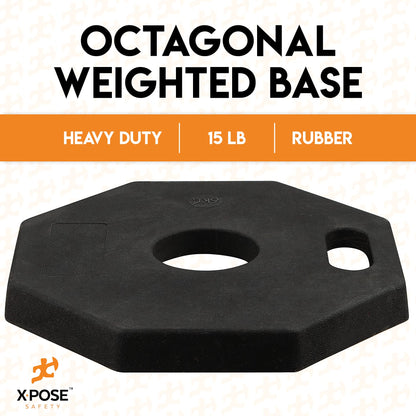Xpose Safety 45" Orange Delineator Posts with Base, 3-Pack – Ring Top, 10" Reflective Band, 13 lb Rubber Base – Traffic, Parking, Construction, Events