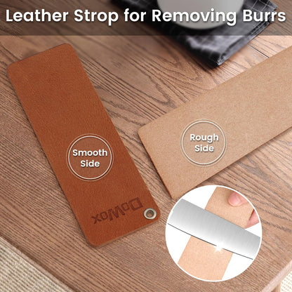 Whetstone Sharpening Stone Kit, Premium 3 Side Grit 400/1000/5000 Knife Sharpener for Sharp Blade, with Non-Slip Base, Angle Guide & Leather Strop