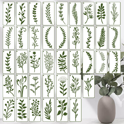 40 Pack Small Leaf Stencils for Painting on Wood, Reusable Leaf Vine Stencils for DIY Crafts on Wood, Canvas, Fabric, Chalkboard, Sign, Scrapbook