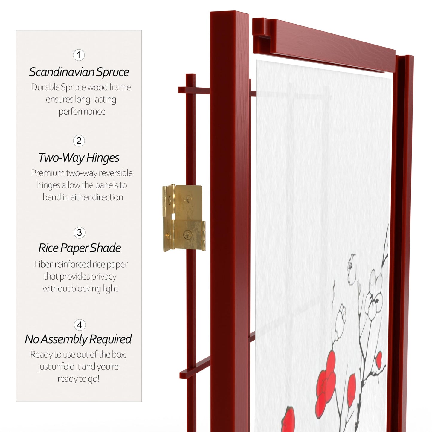 Red Lantern 6 ft. Tall Flower Blossom Divider - Rosewood - 4 Panels