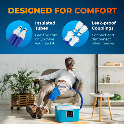 PhysioNatural Cold Therapy Ice Machine for Knee Surgery Recovery – Programmable Continuous Cryotherapy System with Adjustable Knee Pad for Post-Op Swelling, Sprains & Injuries