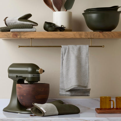 KITCHENAID® Evergreen Design Series Herringbone Ribbed Soft Silicone Mini Oven Mitts 2-Pack Set, Heat Resistant up to 500°F, Flexible & Waterproof, Deep Forest Green, 5.5"x9"