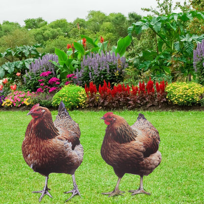 2Pcs Happyyami Acrylic Chicken Yard Art - Decorative Hen Lawn Stakes for Garden Decoration, Outdoor Decor for Patio
