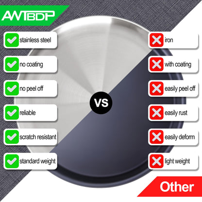 AWTBDP Pizza Pan for Oven, Non-Stick Stainless Steel Pizza Pans, Round Pizza Steel Tray for Baking Supplies & Kitchen, Restaurant, Home (13.5 Inch & 12 Inch & 10 Inch), Dishwasher Safe & Easy Clean