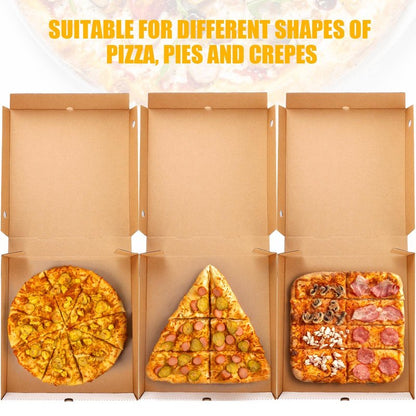 PerKoop 100 Pcs 10"x10" Pizza Boxes Bulk 10inch Empty Cardboard Pizza Box Reusable Square Food Serving Container for Takeout Bakery Restaurant Party Supplies(White and Kraft)
