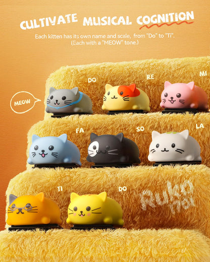 Ruko 1701 Musical Cats Piano Keyboards with Cute Meow Tone, Press Play Music Scale, Fun Music Toys for Kids, for Boys & Girls Age 3 4 5 6 7 8 9, Educational Instrument (8Pcs)