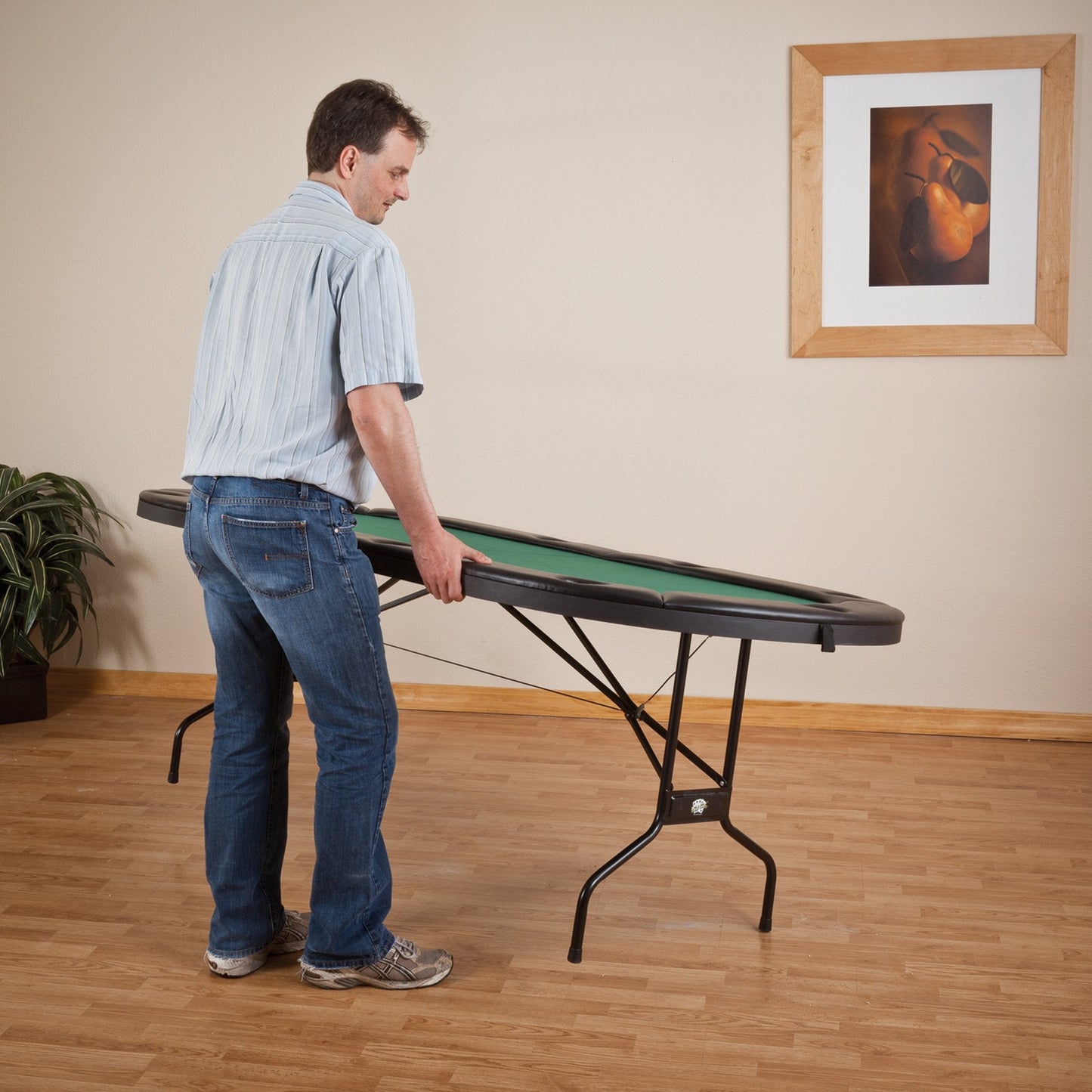 Fat Cat Folding Poker Table for 10 Players, Foldable Texas Holdem Casino Table with Cushioned Rail, Drink Holders, and Green Felt Top