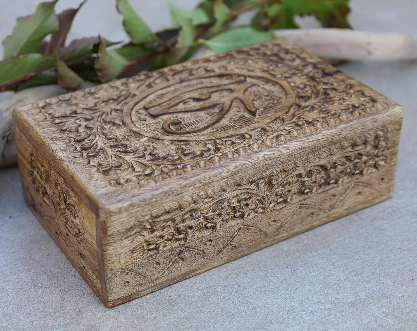 Egyptian Eye of Horus Hand Carved Jewelry Trinket Keepsake Box (Large)
