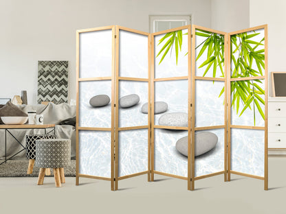 artgeist Japanese Room Divider XXL Spa Zen Oriental 90 x 67 in - 5 Panel Folding Screen Japan Design Home Decoration Art Deco p-C-0016-z-c