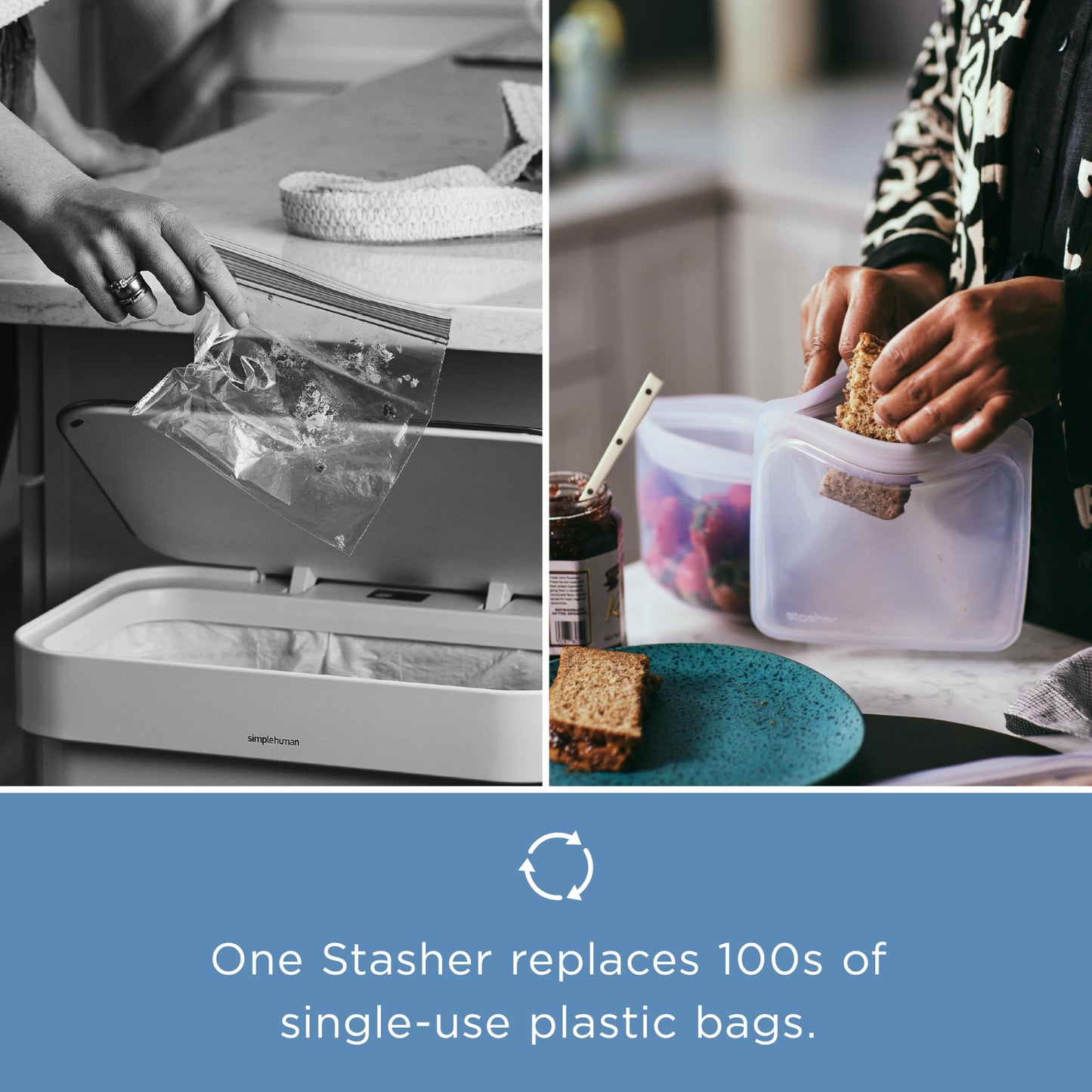 Stasher Premium Silicone Reusable Food Storage Bags, 7-Pack, Rainbow, Multi-Use Food Storage Bags, Lunch Bag, Travel Containers, BPA Free, Leak-free, Dishwasher-Safe, Eco-friendly