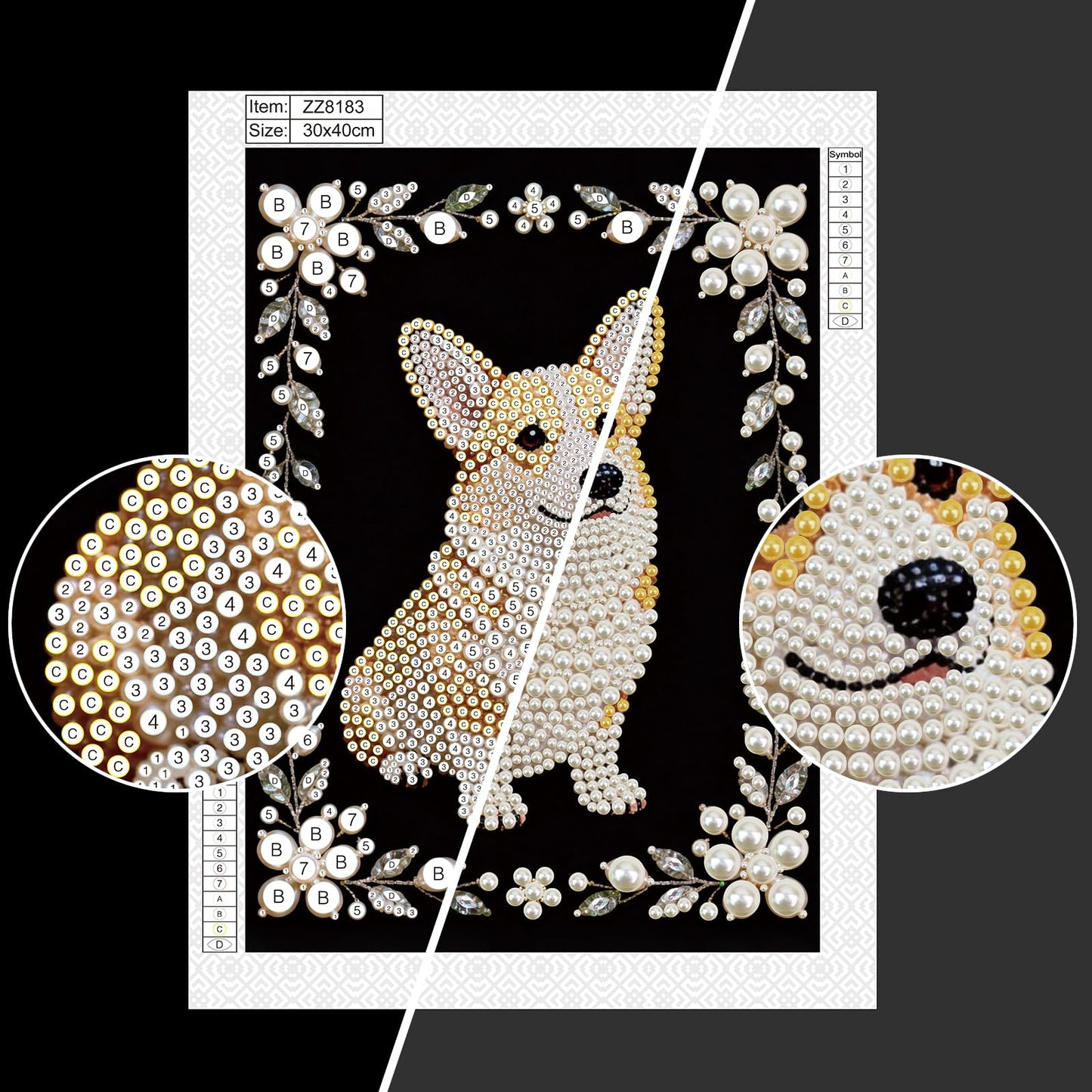 Stalente Pearl Diamond Painting Kits for Adults Dog, 5D Special Shape Diamond Art Kits for Beginners, Crystal Rhinestones Diamond Painting for Home Wall Decoration Gift 12×16inch, Animal