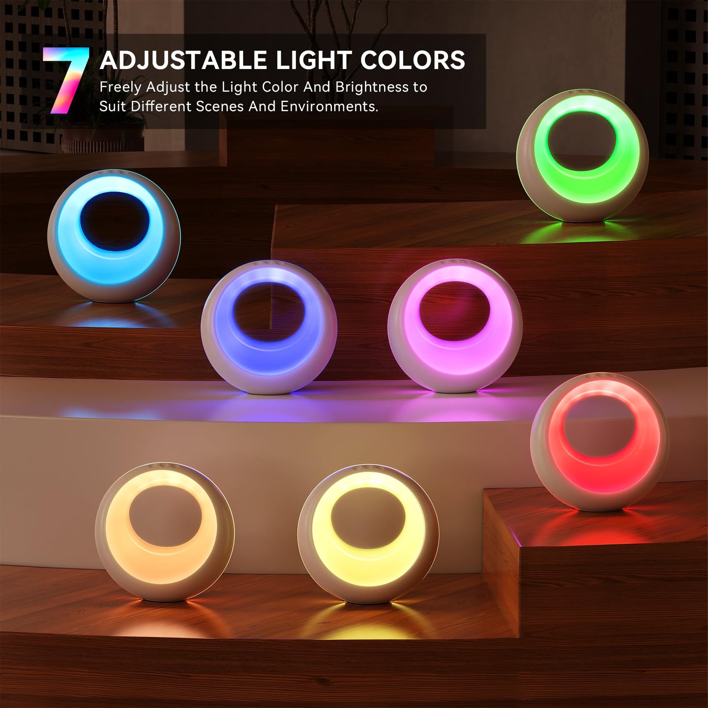 Auxmir LED Night Light Bedside Lamp Touch and Remote Control Dimmable Tabletop 13 RGB Colors Changing 5 Brightness Adjustable Rechargeable Portable Lamp for Baby Kids Nursery Bedroom Bathroom Camping