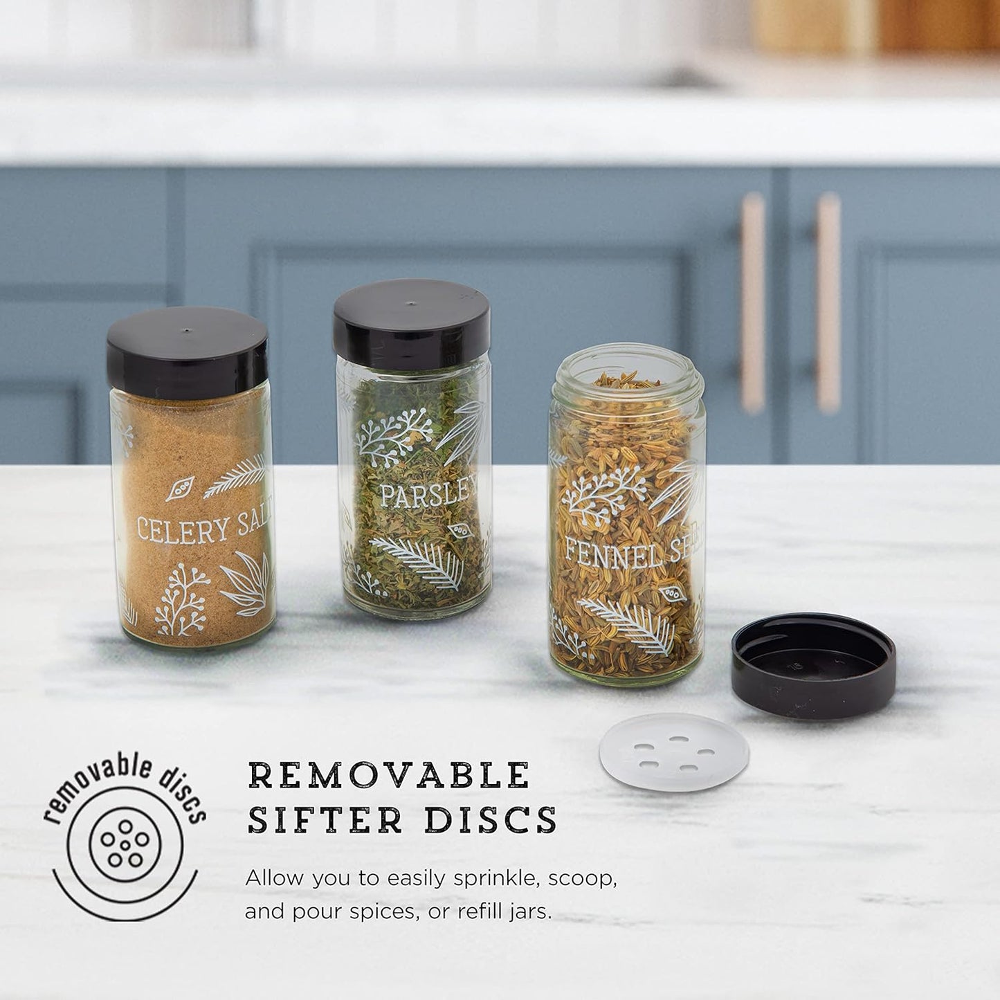 15 Countertop 5 9.5 5.8 9 Kamenstein Jar Lincoln Spice Rack with Spices Included, FREE Spice Refills for Years, Chrome