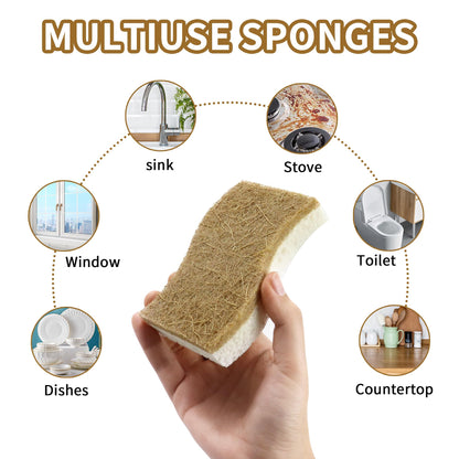 Natural Kitchen Sponges, Biodegradable & Compostable | Non-Scratch Cellulose Coconut Fiber Sponges for Dishes, Pots & Pans | Eco-Friendly Cleaning Sponge (12)