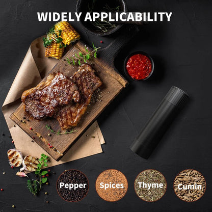 WhiteRhino Professional Pepper Grinder Mill with Top Button Lock,Heavy Duty High Output Aluminum Pepper Mill Refillable,Spice Grinder with Stainless Steel Burrs and Adjustable Coarseness Gift Set