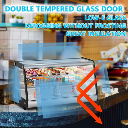 PeacefulHues Commercial Display Refrigerator 6.9 Cu Ft, Countertop Refrigerated Display Case with LED Lighting for Bakery, Cafe, 110V/190W