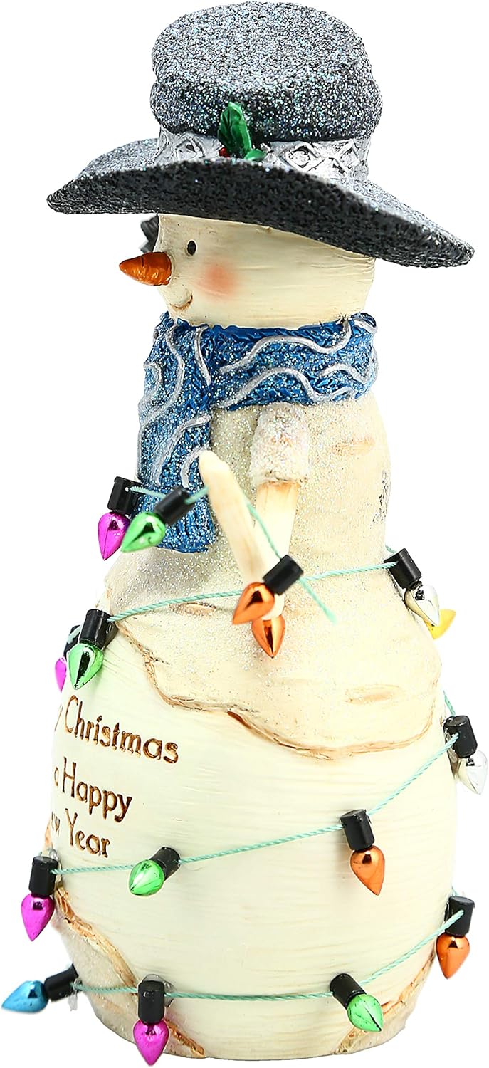 Pavilion Gift Company Snowman Figurine - 6 Inch Collectible BirchHearts, Merry Christmas and A Happy New Year