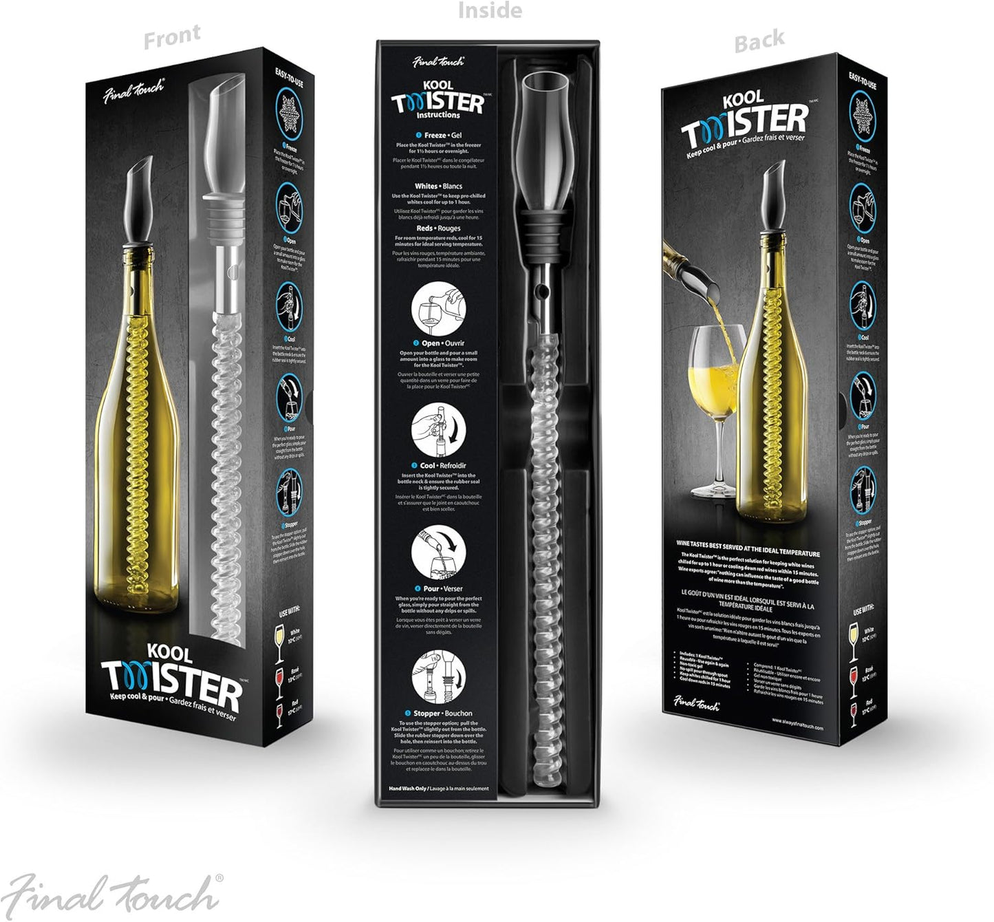 Final Touch Kool Twister 2-in-1 Wine Bottle Chilling Stick & Pourer (KT523)