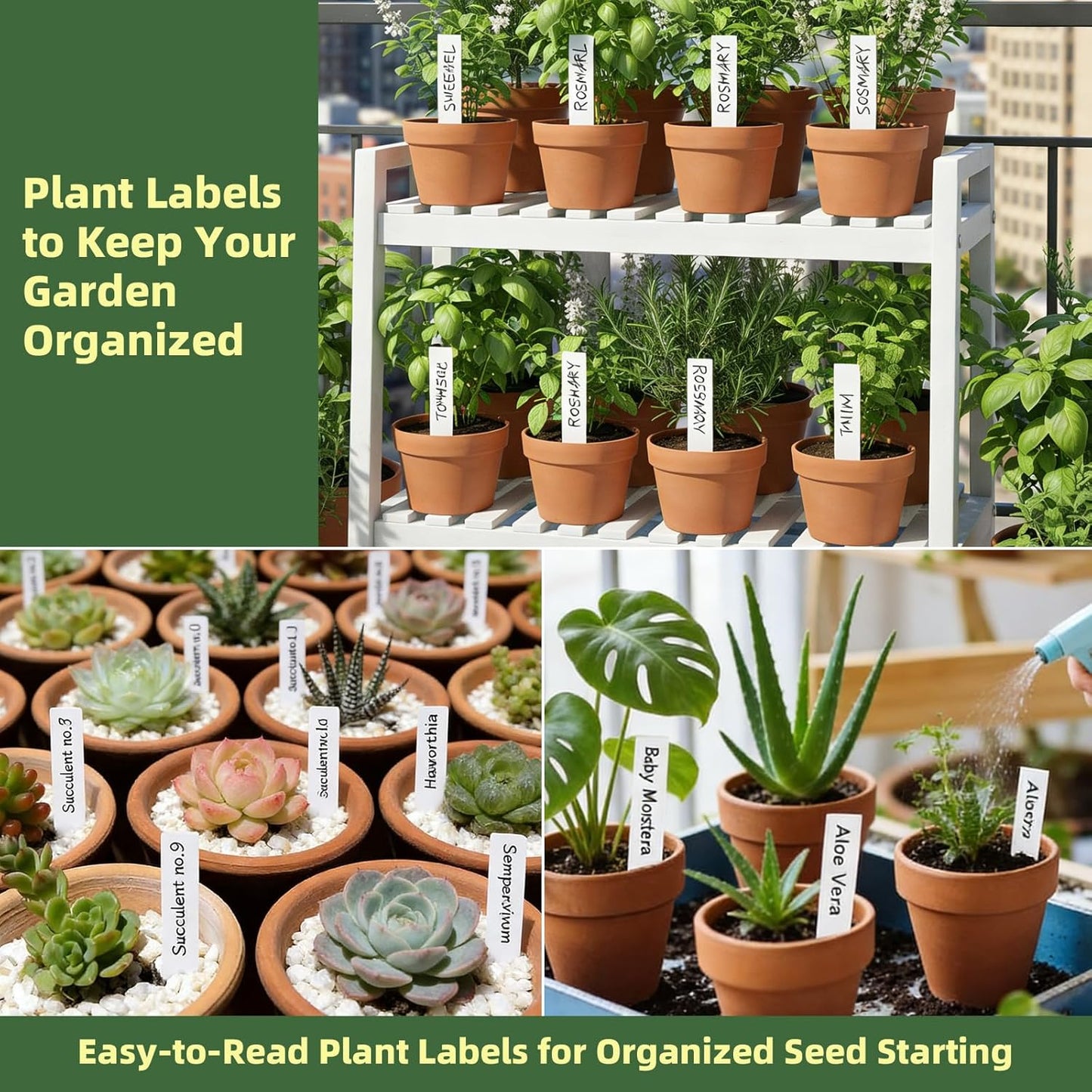 EMBRASUN 350 (350PCS) Plant Labels PCS, Slim White Garden Plant Tags with Holes, PP Plastic Waterproof Labels