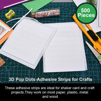 Outus 20 Sheets Foam Strips 1000 Pcs Double Sided Adhesive Foam Tape 3D Craft Tape for DIY Handmade Mini Stickers for Art Crafts Scrapbooking Card Making Office Supplies, 5.91 x 0.12 Inches