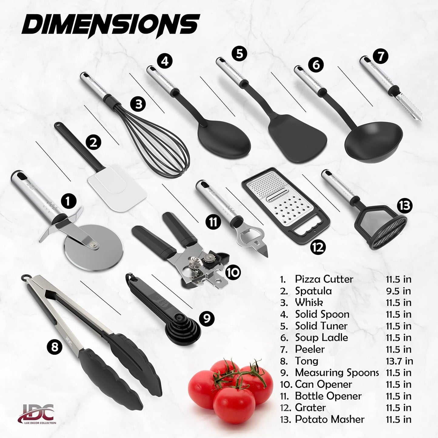 LDC Lux Decor 23 Pieces Kitchen Utensils Set, Non-Stick and Heat Resistant Cooking Tools and Gadgets