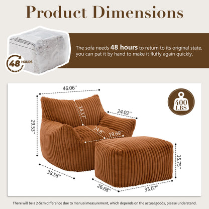 Oversized Bean Bag Chair for Living Room Furniture Bean Bag Chairs for Adults- Small Couch & Lounge Accent Chair for Living Room Chairs or Bedroom