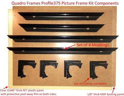 Quadro Frames 6x18 inch Picture Frame, Black, Style P375-3/8 inch Wide Molding