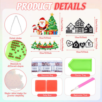 Cinnvoice 12 Pcs Seasonal Diamond Art Wreath Kits Holiday 5d DIY Diamond Painting Signs Germ Hanging Art Ornaments for Wall Door Decorations (Holiday)