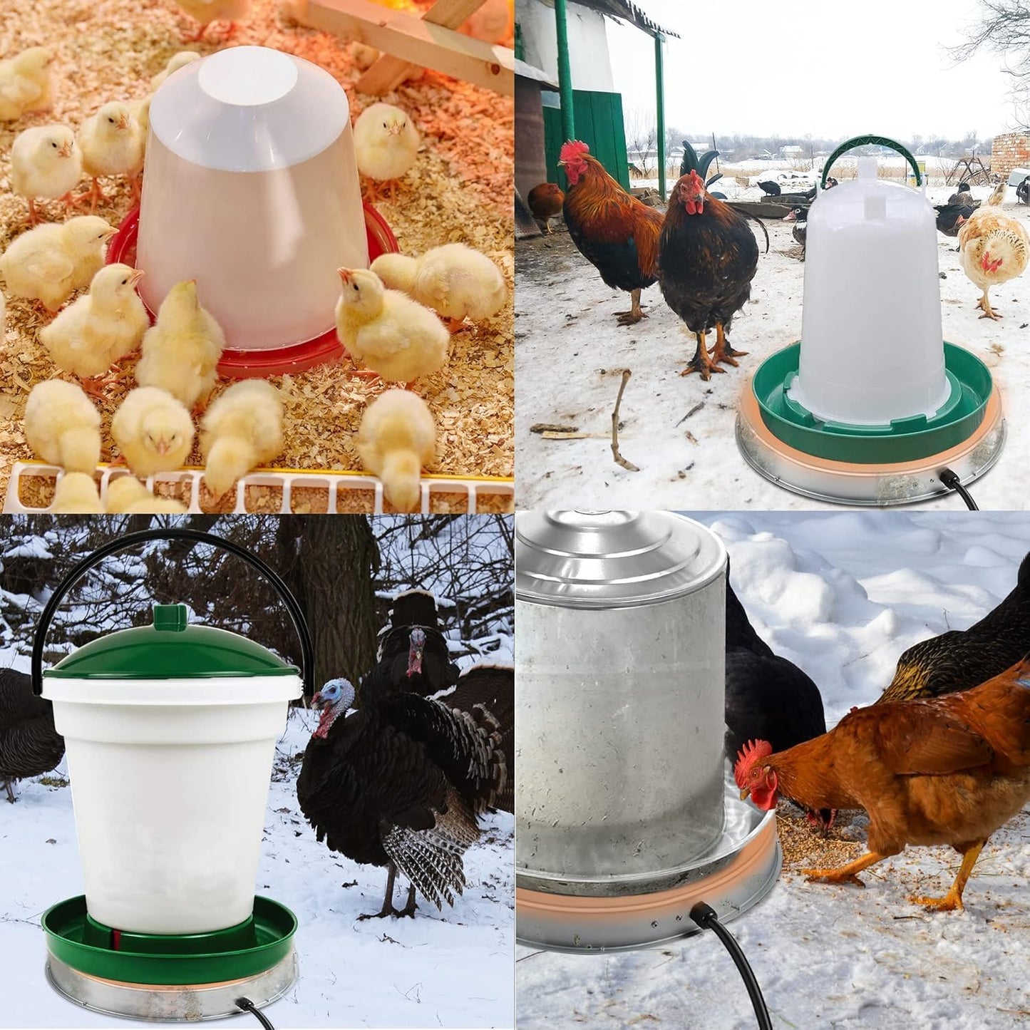 6 125W Poultry Chicken Water Heater: Chicken Water Heater Base for Winter, for Plastic/Metal Poultry Watere Under