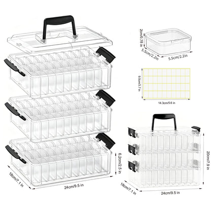 VANSUNS 3-Tier Large Capacity Stackable Bead Organizer Box 90 Pcs, Portable Plastic Craft Storage Containers for Jewelry Making, Bracelets, DIY, Nail Art Charms